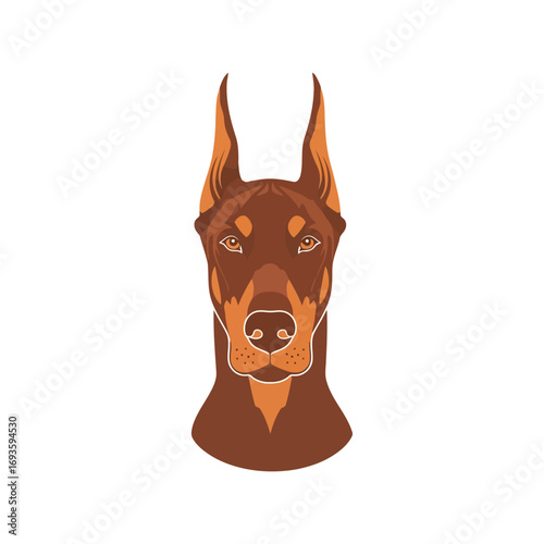 Doberman pinscher dog head portrait loyal guard animal companion illustration vector
