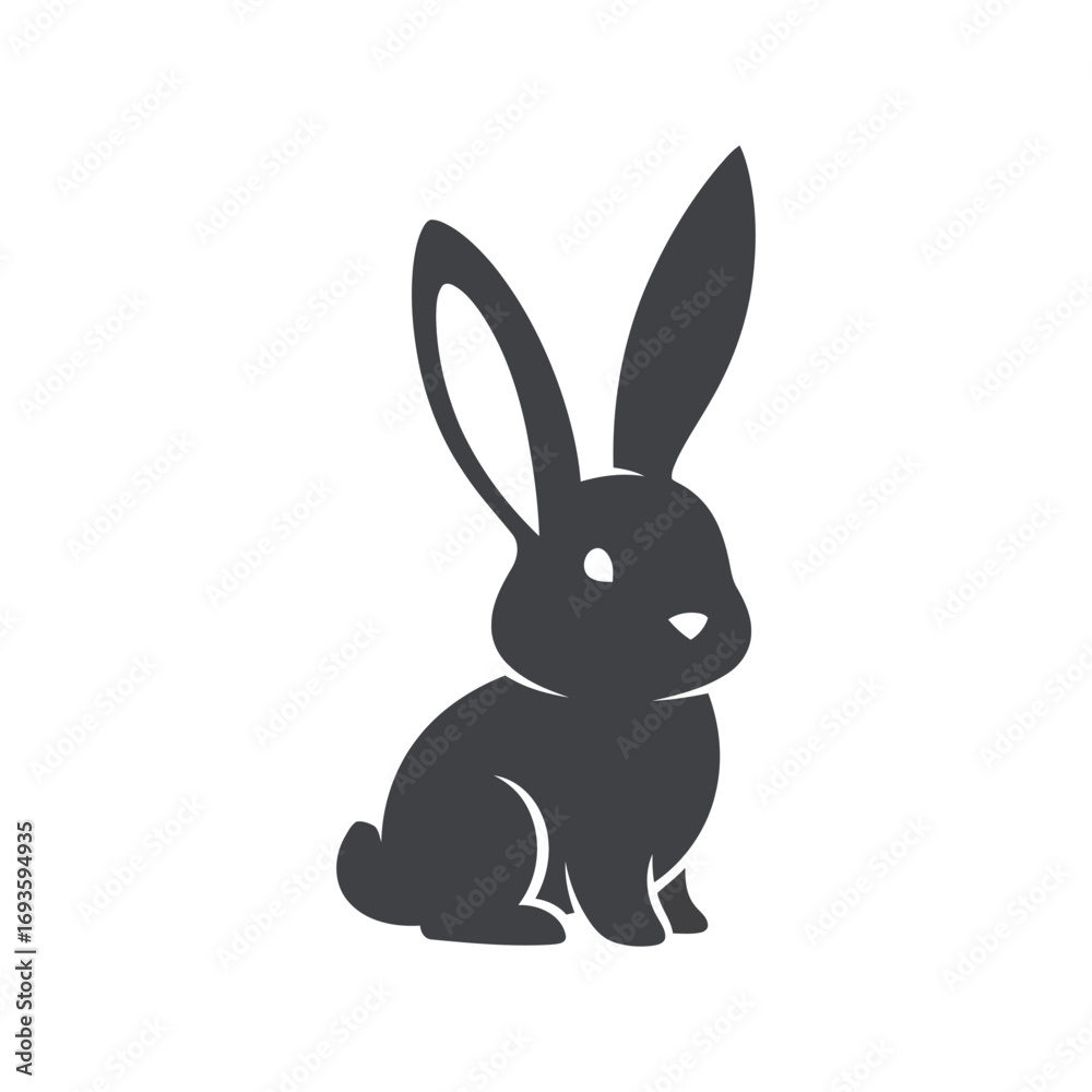 Fototapeta premium Cute sitting rabbit silhouette simple icon graphic design element vector illustration vector