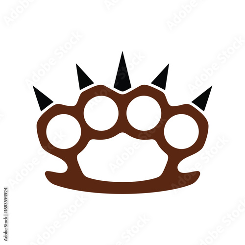 Spiked brass knuckles weapon illustration aggressive symbol danger power vector