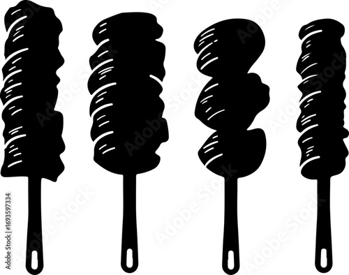 vector illustration of a grilled chicken with stick, isolated, food, white, object, chocolate, brown, spiral, sweet, closeup, macro, meal, honey, white background, dessert, nature