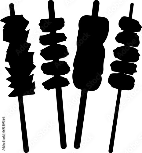 vector illustration of a grilled chicken with stick, isolated, food, white, object, chocolate, brown, spiral, sweet, closeup, macro, meal, honey, white background, dessert, nature