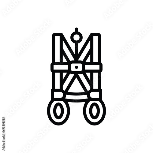 Black line icon for safety harness