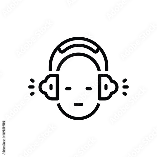 Black line icon for ear protection