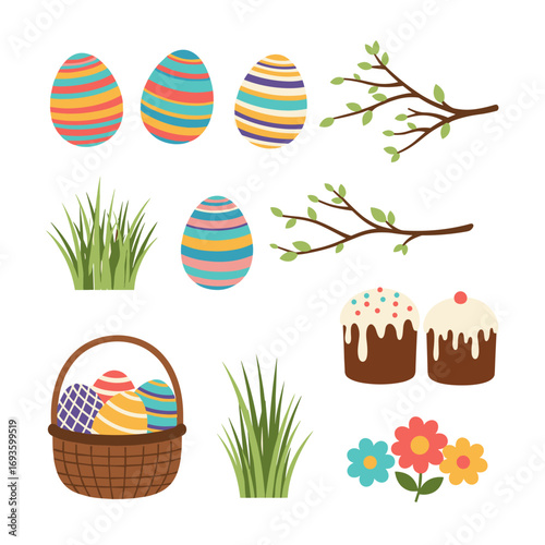 Vibrant easter eggs and spring decorations for festive celebrations and religious observances