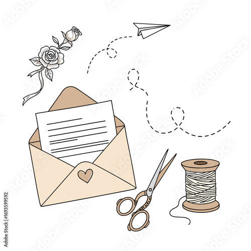 A charming collection of vintage stationery and crafting elements for creating beautiful correspondence and handmade projects