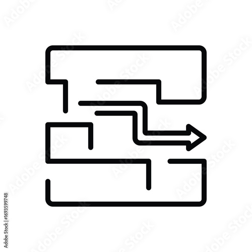 Black line icon for emergency evacuation plan