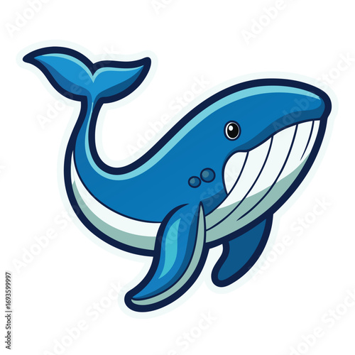 Charming blue whale illustration with a friendly smile