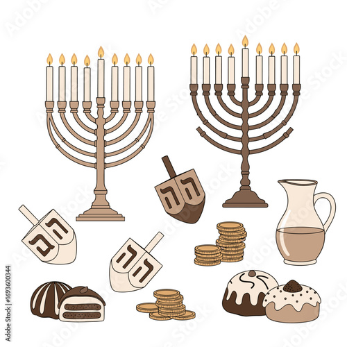 Celebrate hanukkah traditions with candles dreidels sweet treats and shiny coins for joyful festivities