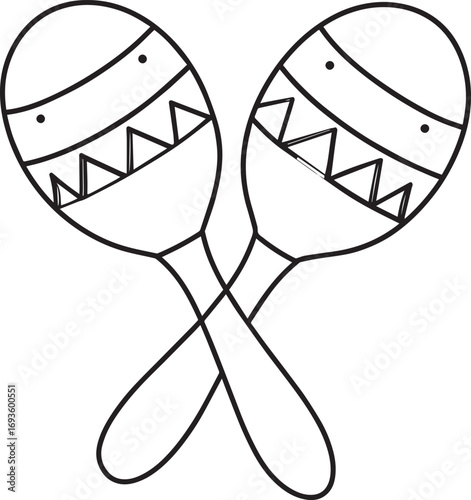 Stylish Maracas Silhouette Black Vector Graphic Template for Rhythm and Percussion
