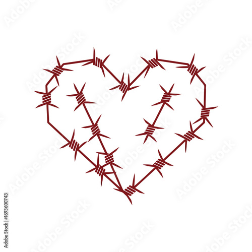 Heart shape barbed wire symbol of danger protection pain love struggle vector