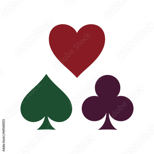 Playing card suits symbols heart spade club abstract graphic design elements isolated vector