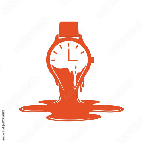 Melting clock surreal concept of time passing and deadline pressure vector