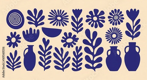Vintage Aegean and Mediterranean Themed Vector Illustrations