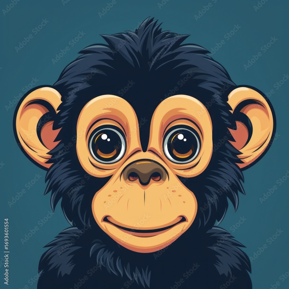 Obraz premium Charming Illustrated Monkey Logo With Warm Earthy Tones and Pastel Background