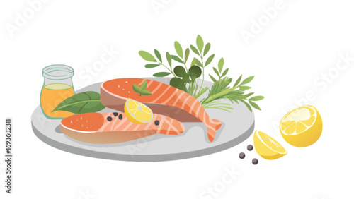 Delicious salmon fillet recipe with lemon and herbs healthy eating seafood dish for dinner preparation one hundred