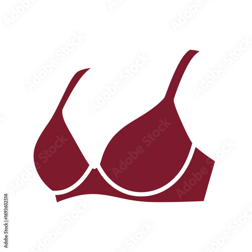 Elegant burgundy bra underwear silhouette icon symbol vector fashion apparel design vector