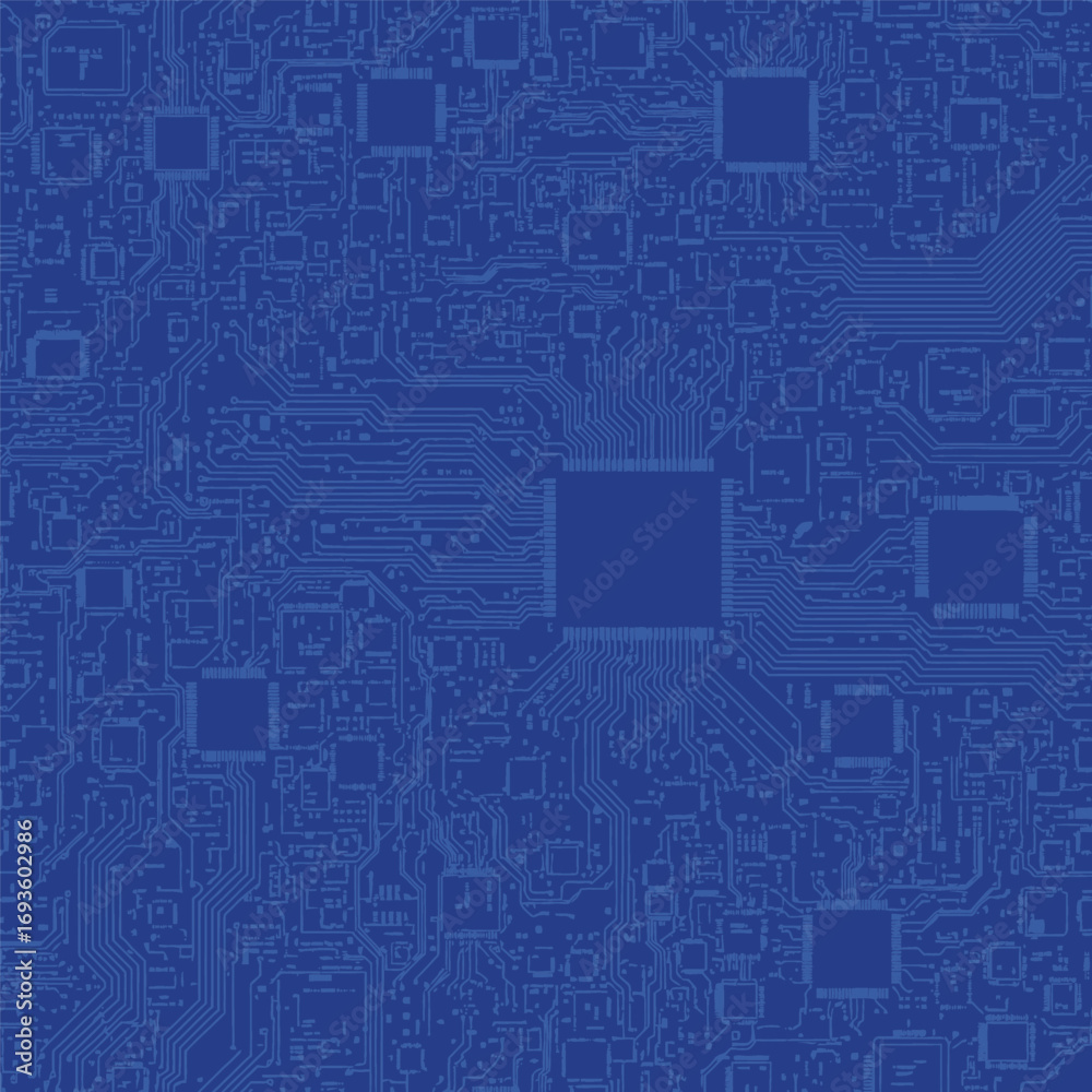 Obraz premium Detailed close-up view of intricate blue circuit board patterns.