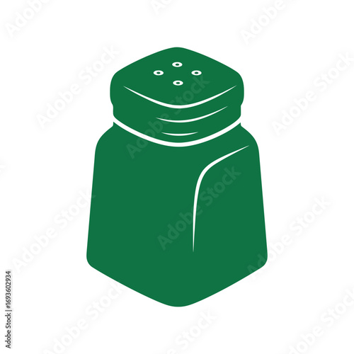 Green glass salt pepper shaker kitchenware culinary seasoning dispenser food ingredient vector