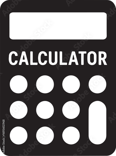 Calculator business tool silhouette vector icon, finance, accounting, mathematics, office, calculation design.