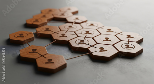 Visualize your network with this engaging wooden diagram showing team connections and organizational structure