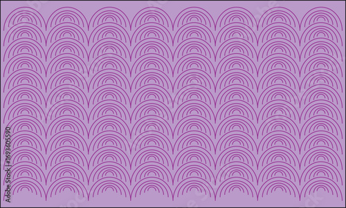 Seamless pattern of purple concentric arcs on light purple textured background vector