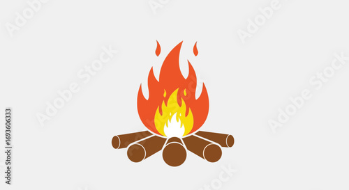 Campsite Activity, Campfire, Outdoor Setting, Illustration, Cozy Atmosphere, Warm Glow, Nature's Beauty