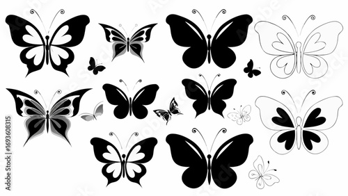 Elegant collection of diverse butterfly designs, perfect for spring and nature themes
