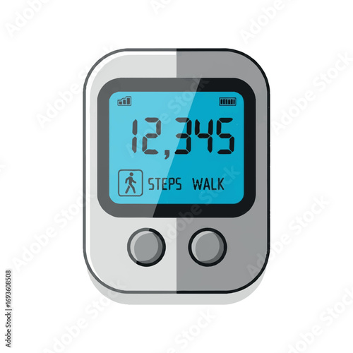 A digital pedometer displaying a step count of 12,345 steps.
