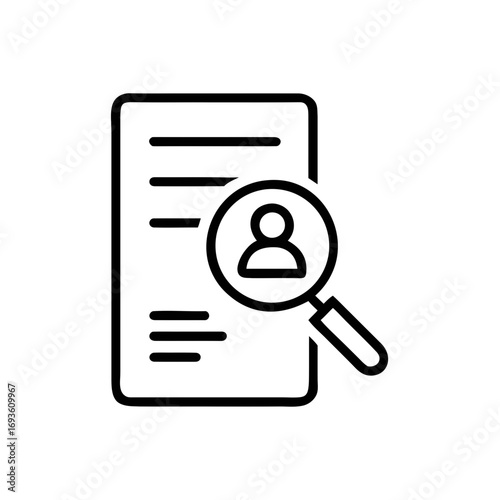 Job Resume Search Icon with Magnifying Glass Vector Illustration
