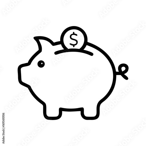 Piggy Bank Icon Outline Vector Money Savings Finance Symbol