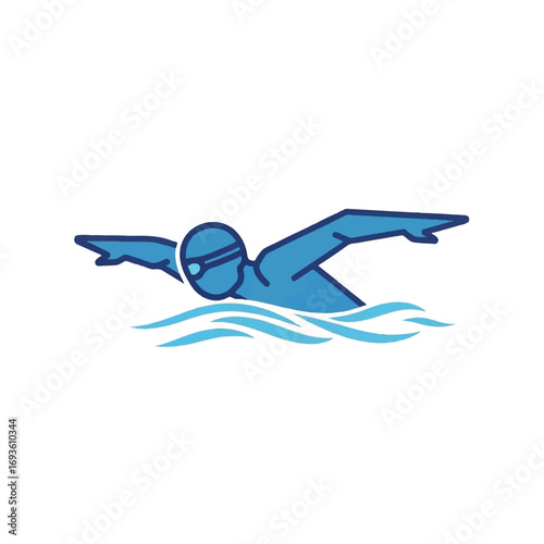 Modern vector graphic of a swimmer in action, an isolated icon perfect for a sports team logo or aquatic fitness branding element