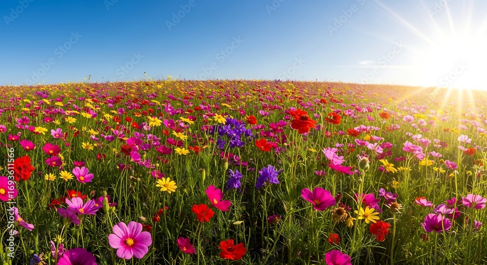 Obraz premium Tranquil Summer Landscape with a Field of Blooming Flowers