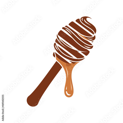 Delicious chocolate dipped ice cream treat drizzled with caramel sauce on stick vector