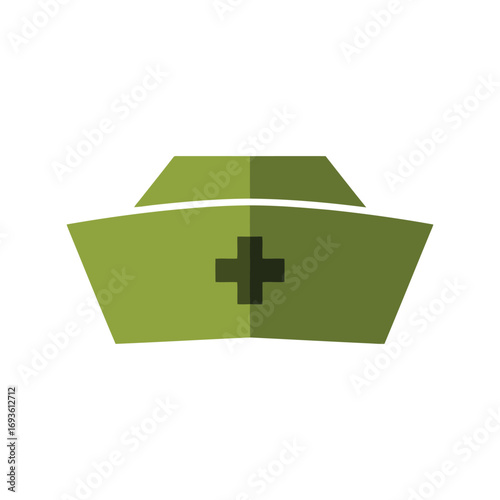 Green nurse hat with cross symbol professional medical healthcare headwear graphic vector
