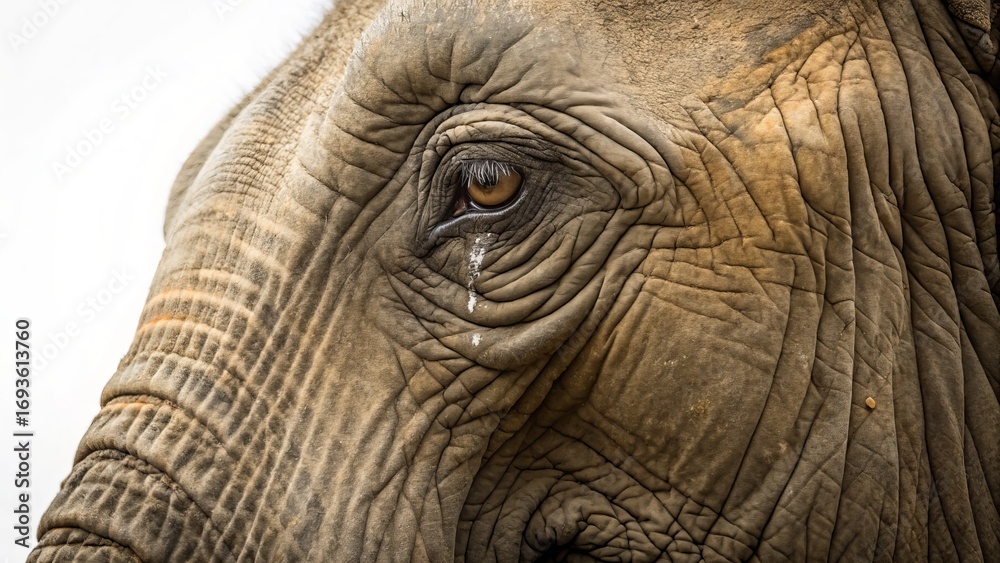 Fototapeta premium Close up of crying elephant eye wildlife animal conservation sadness sorrow pachyderm africa