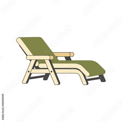 Modern wooden lounger chair comfortable relaxation outdoor furniture lifestyle vector