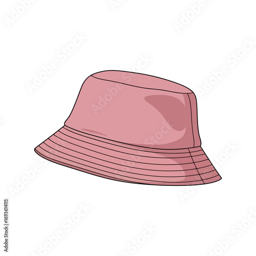 Pink bucket hat casual fashion accessory summer sun protection headwear trendy outdoor style vector