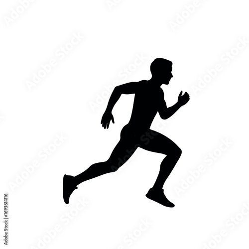 Silhouette of a person running, showcasing athleticism and exertion.