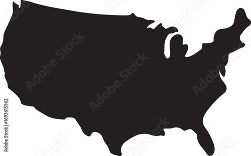 USA map outline vector, simple and clean silhouette, ideal for geography and design projects.