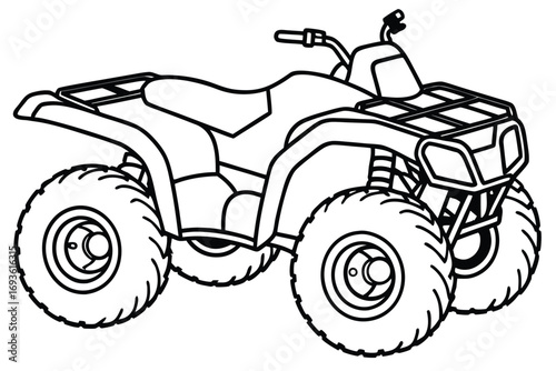 All-Terrain Vehicle ATV Line Art Illustration drawing black