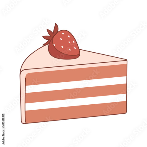 Delicious strawberry slice cake dessert treat food sweet pastry baked goodness vector