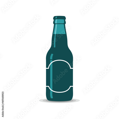 Glass beer bottle with blank label isolated on white minimalist design vector