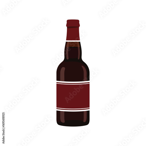Craft beer bottle with minimalist design and rich amber liquid modern beverage packaging vector