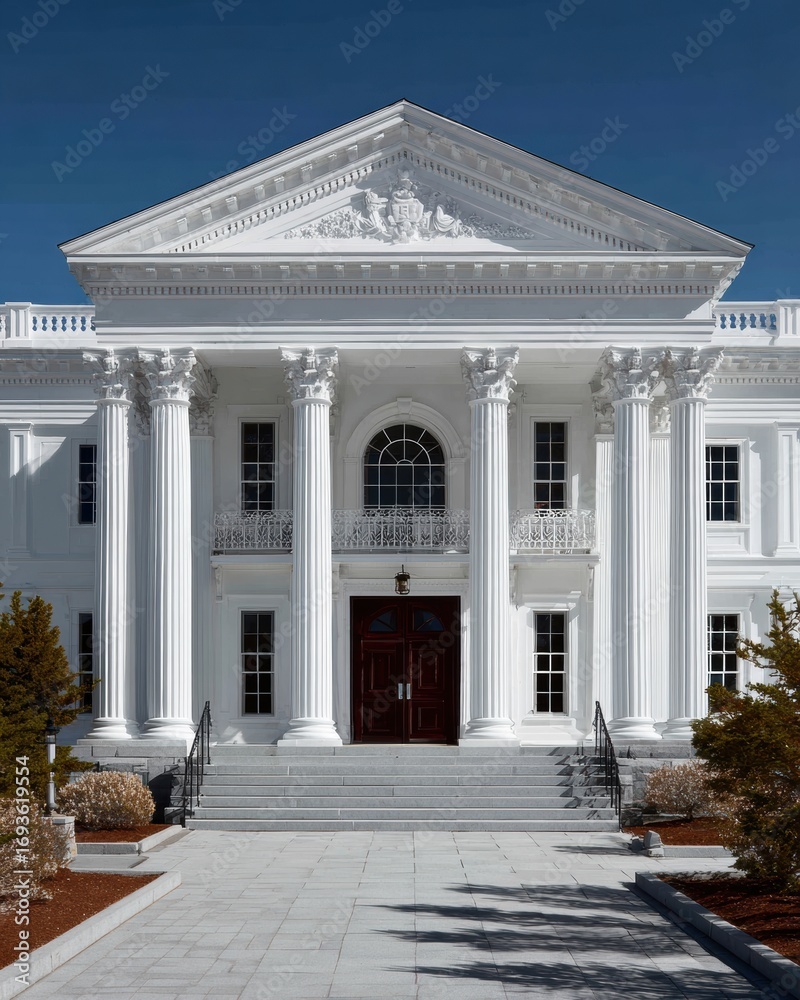 Obraz premium National New Hampshire Day Historic State House Front Facade in Early Spring with Patriotic Appeal for Professional Institutional Marketing and Corporate Social Media