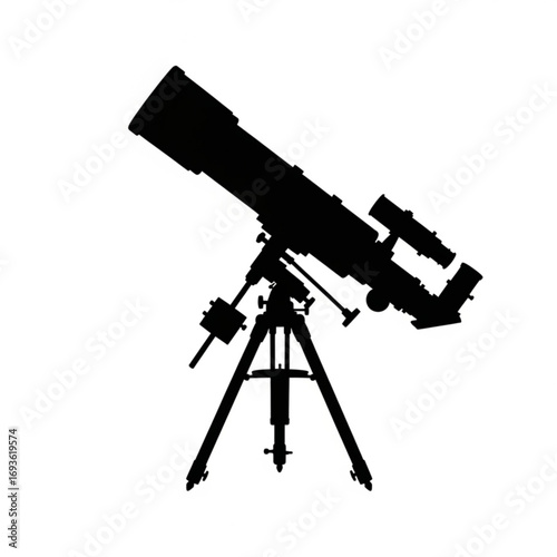 Telescope silhouette isolated on white background