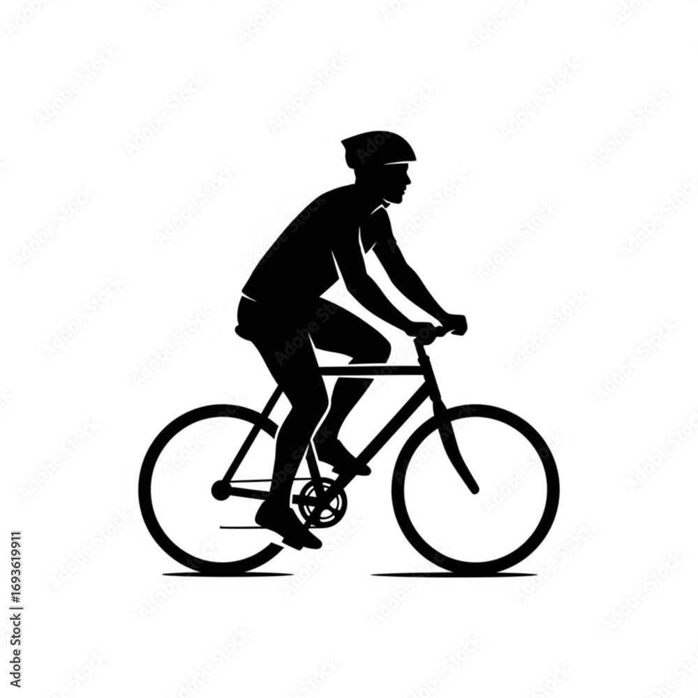 Fototapeta premium Cyclist riding a bicycle silhouette isolated on white background