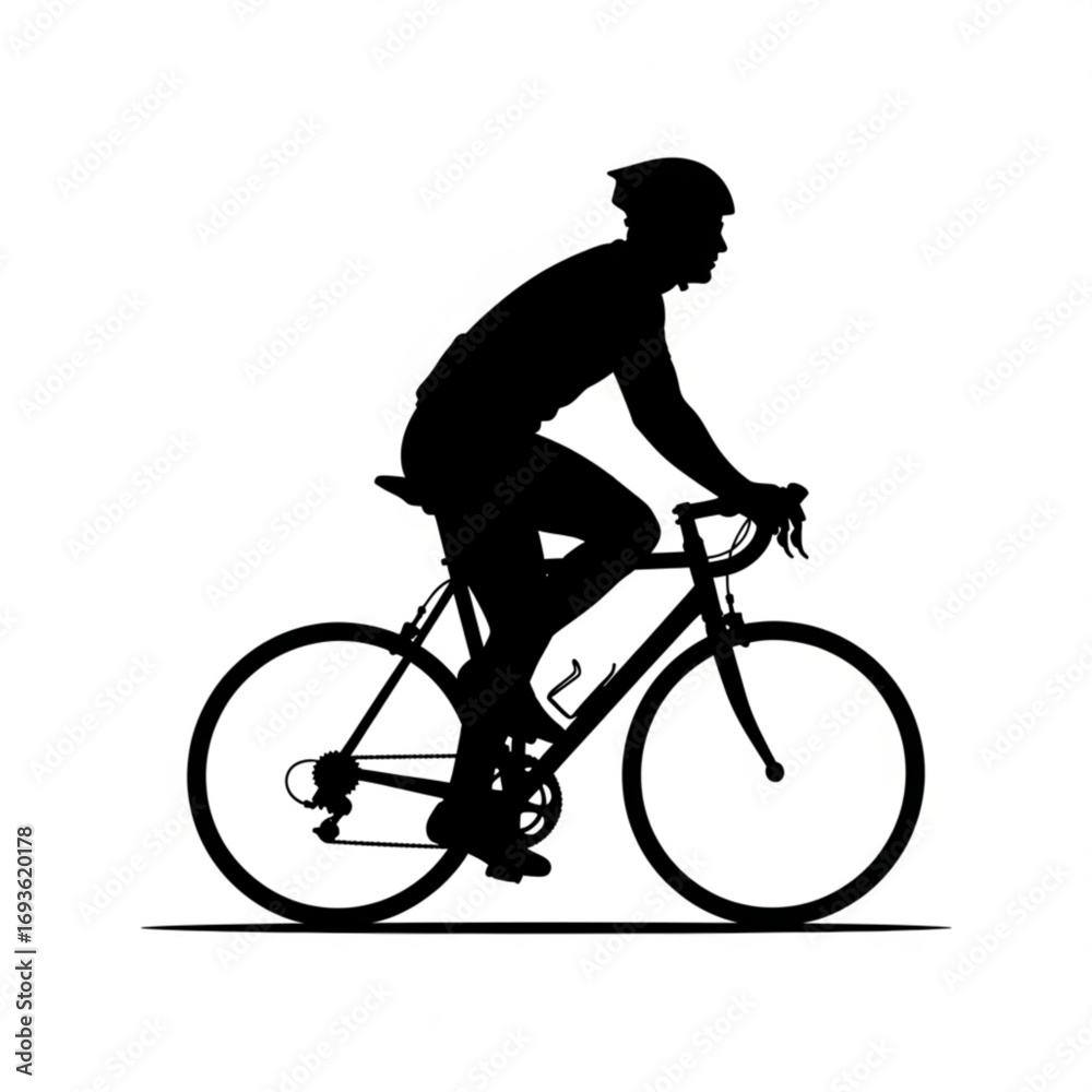 Fototapeta premium Cyclist riding a road bike silhouette isolated on white background