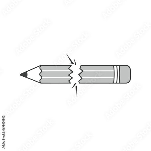 Broken pencil symbol concept art for creative block failure and disappointment illustration vector