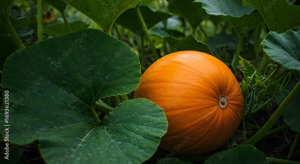 Obraz premium Orange pumpkin in garden