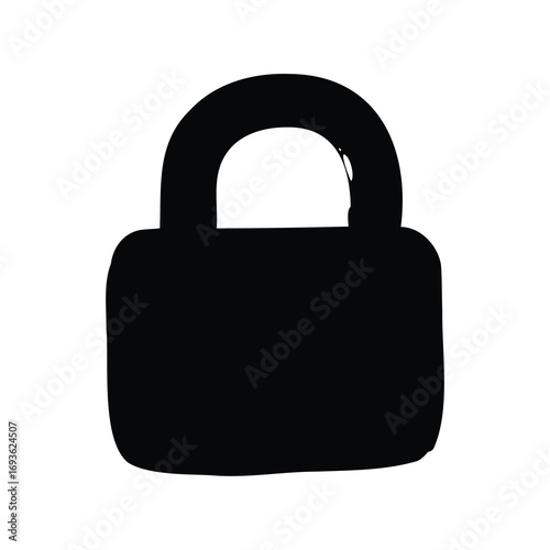 Black silhouette of a classic padlock, symbol of security and privacy